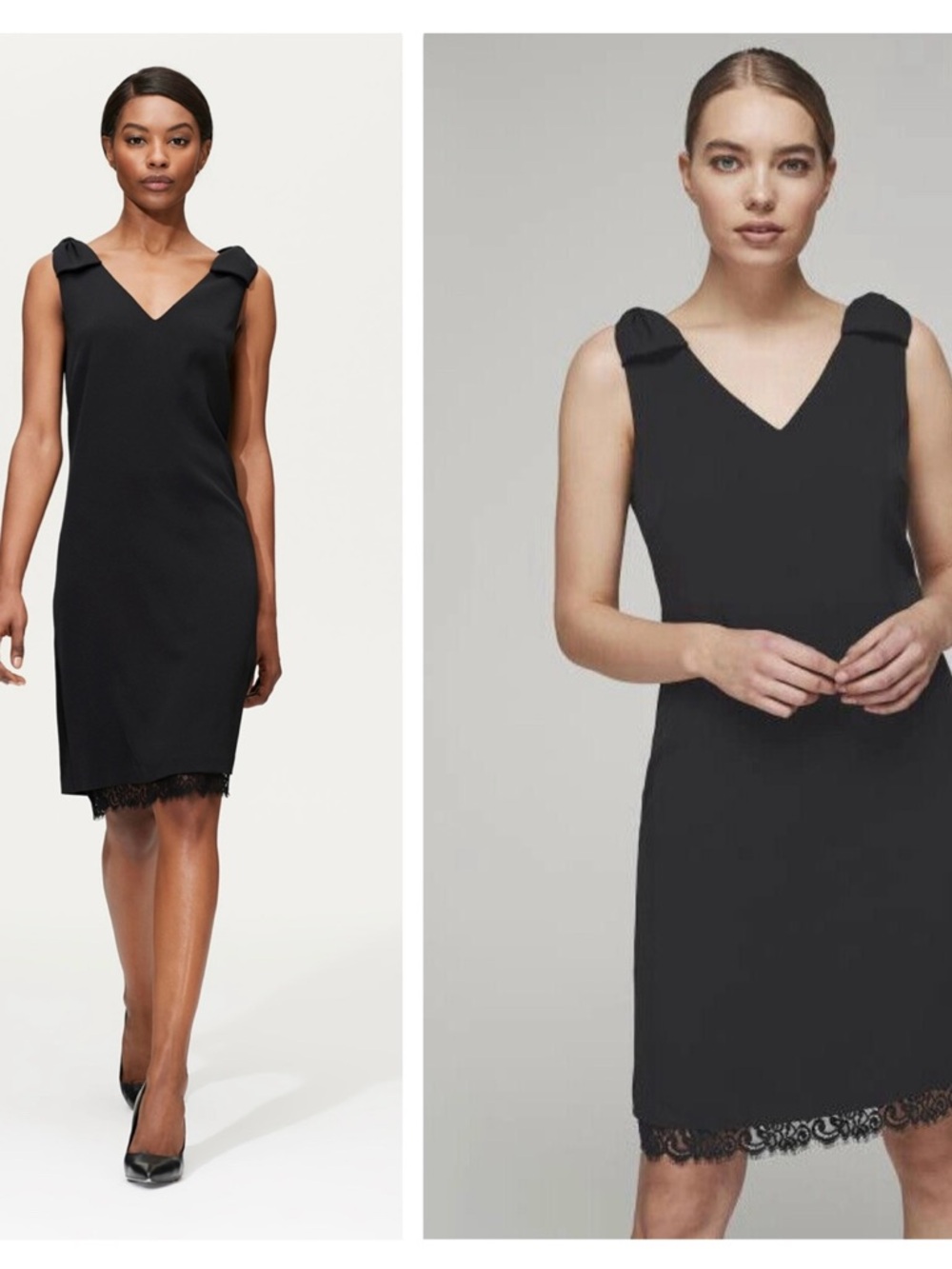 NWT Karl Lagerfeld Paris Bow Shoulder Lace Hem Dress in Black